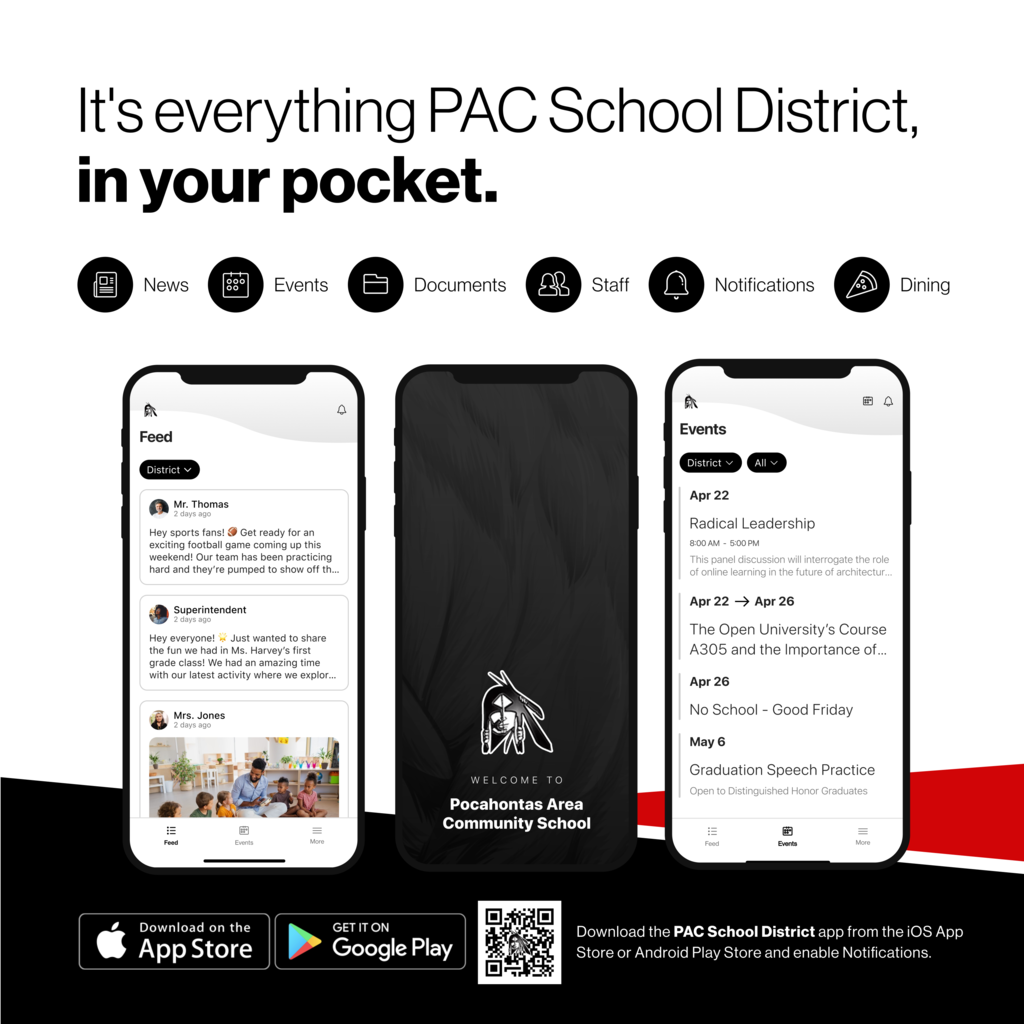 It's everything from your district in your pocket. News Events Documents Staff Dining Notifications Download the district's app from the ios app store or android play store and enable notifications (pictures of the app)