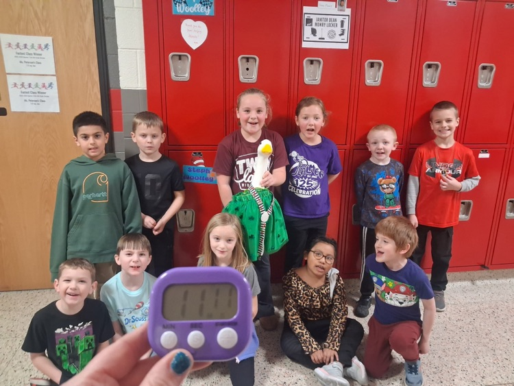 Dr Seuss station- these kiddos found our school goose in 11 minutes