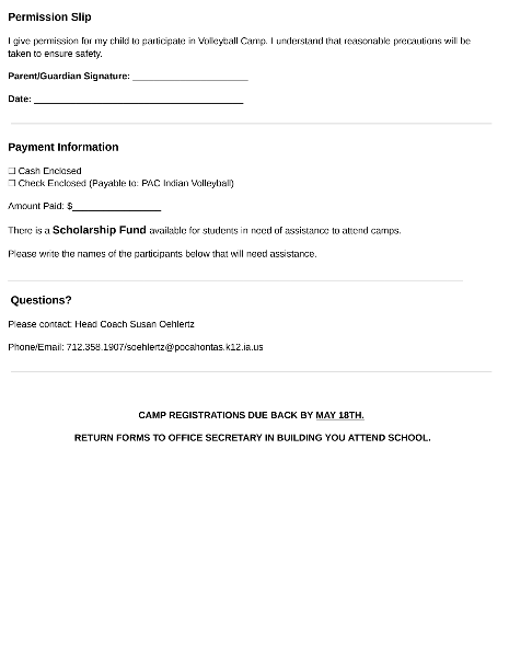 Volleyball registration