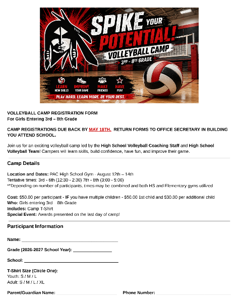 Volleyball registration