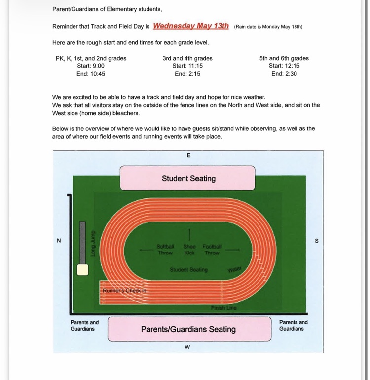 track and field day map