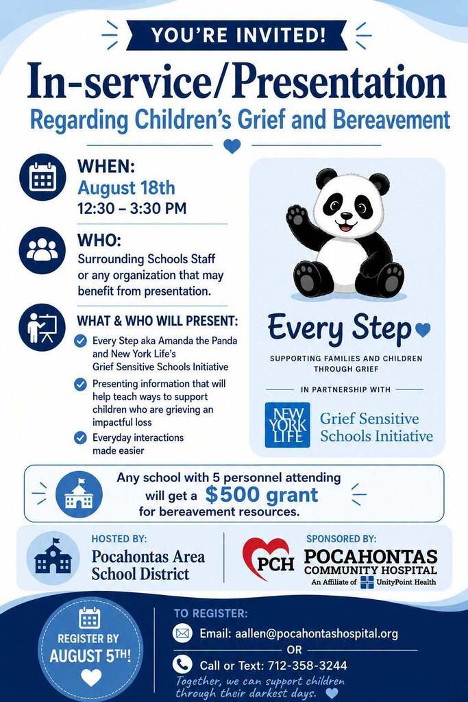 Children's Grief presentation, August 18, 12:30-3:30 PM
