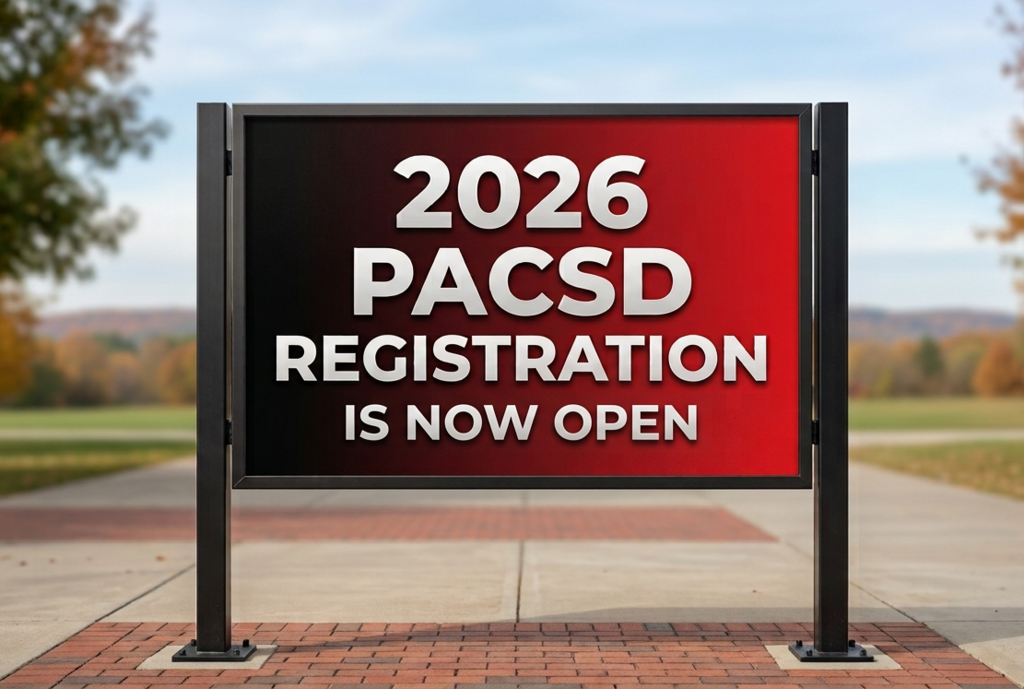 Registration now open sign