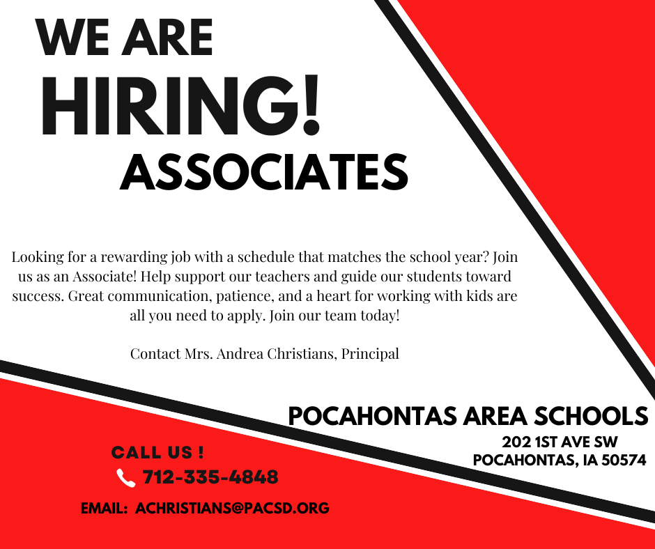 PAC is hiring associates! Email today achristians@pacsd.org