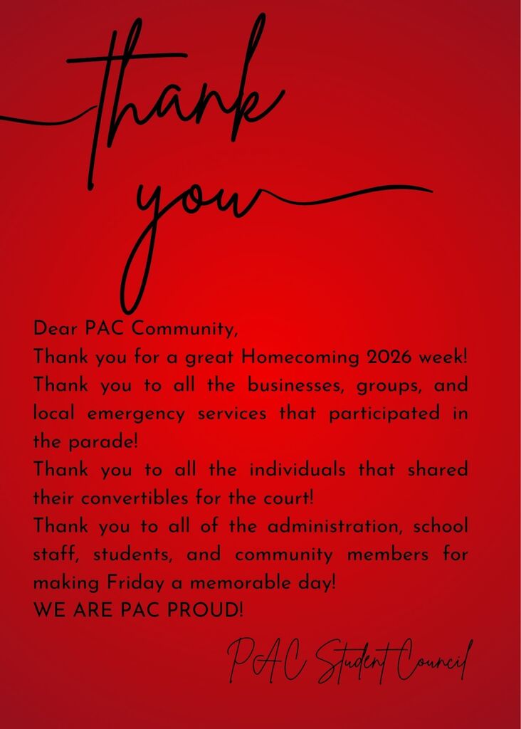 PAC Student Council Thanks 9.14.26