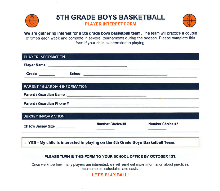 5th grade boys basketball sign up