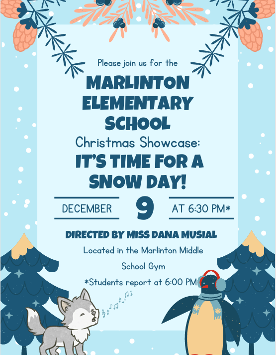 Marlinton Elementary School 2025 Christmas Program Flyer