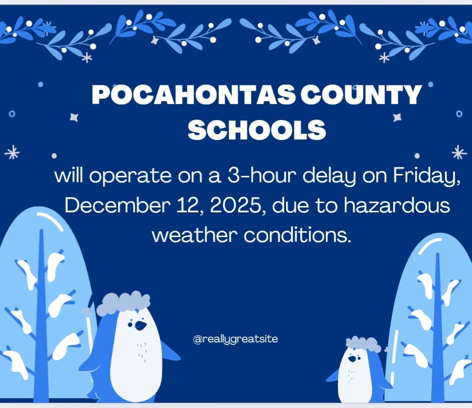 graphic announcing 3 hour delay on December 12, 2025