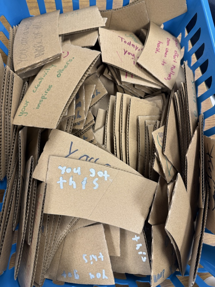 messages on hot chocolate to kids created by our kindness projects in Ms. Hughes class