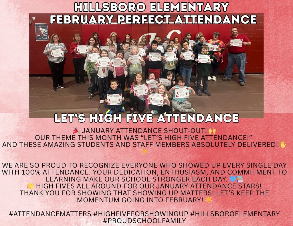 February 100% school attendance