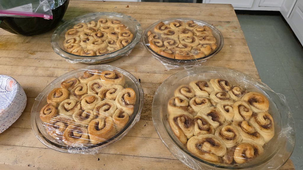 4 Pans of cinnamon rolls
