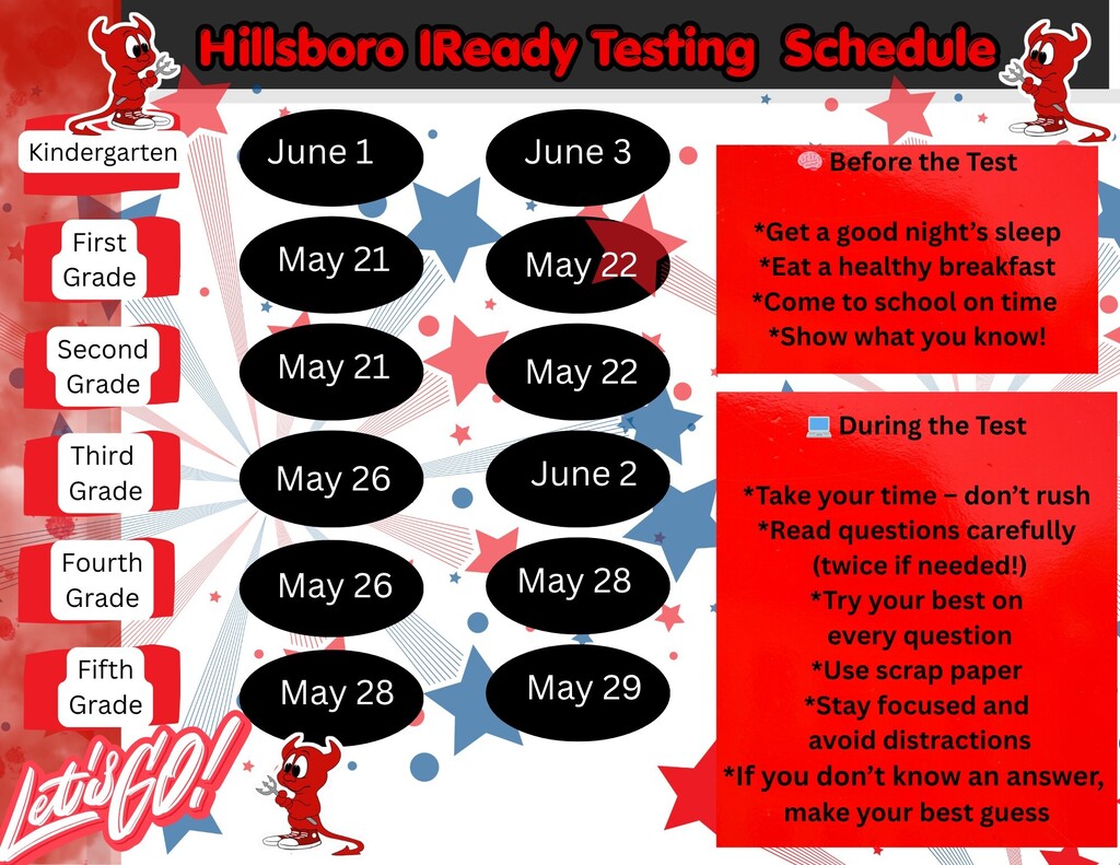 I ready testing schedule