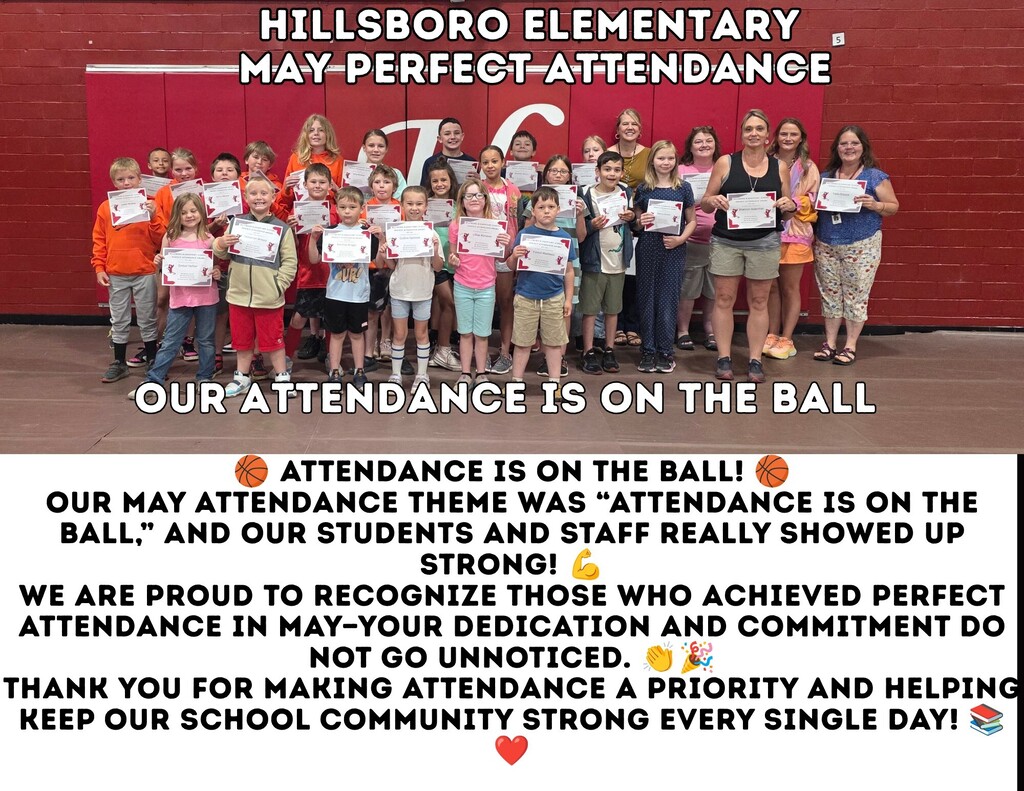 Staff and students with perfect attendance for May