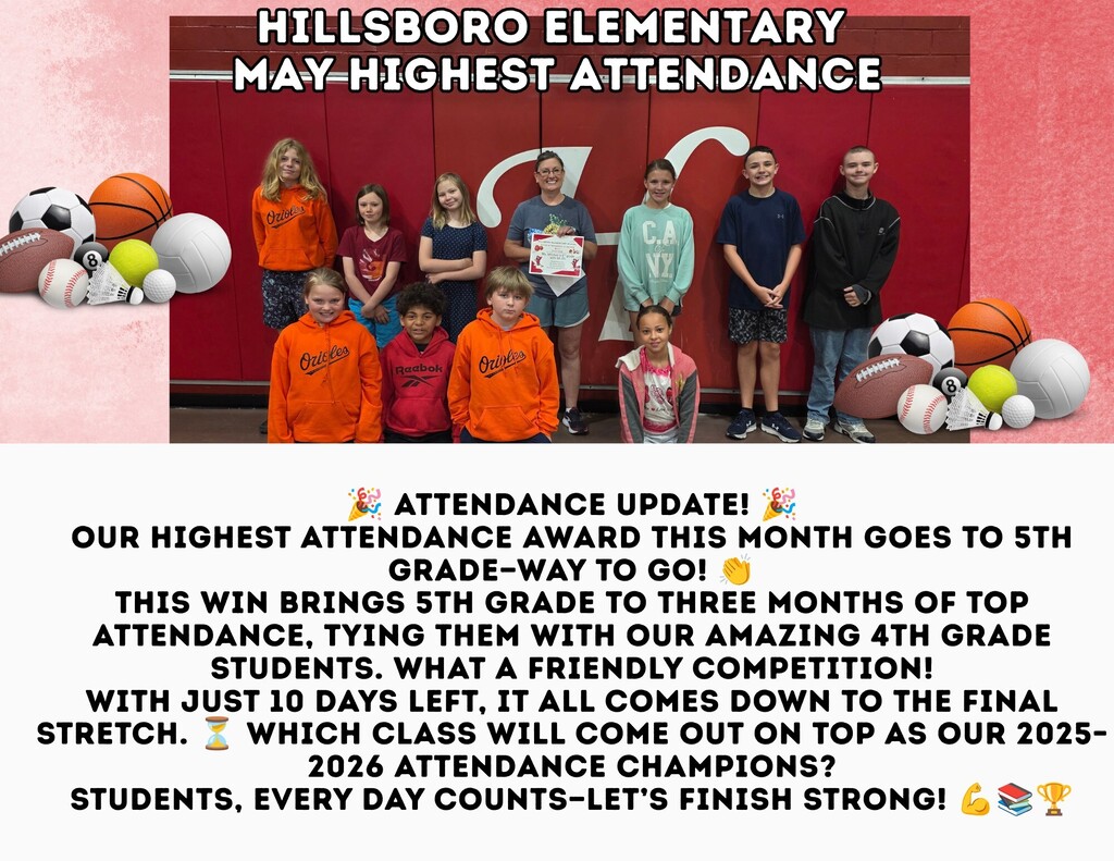 5th Grade class with highest attendance for May