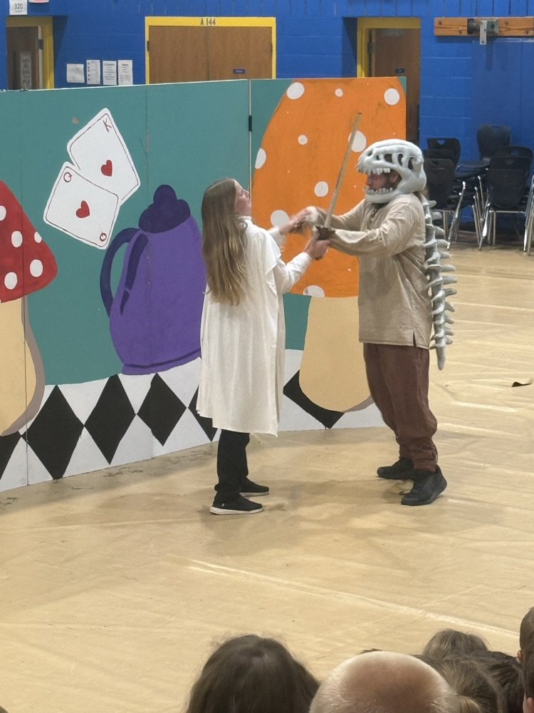 images of students performing Alice in Wonderland