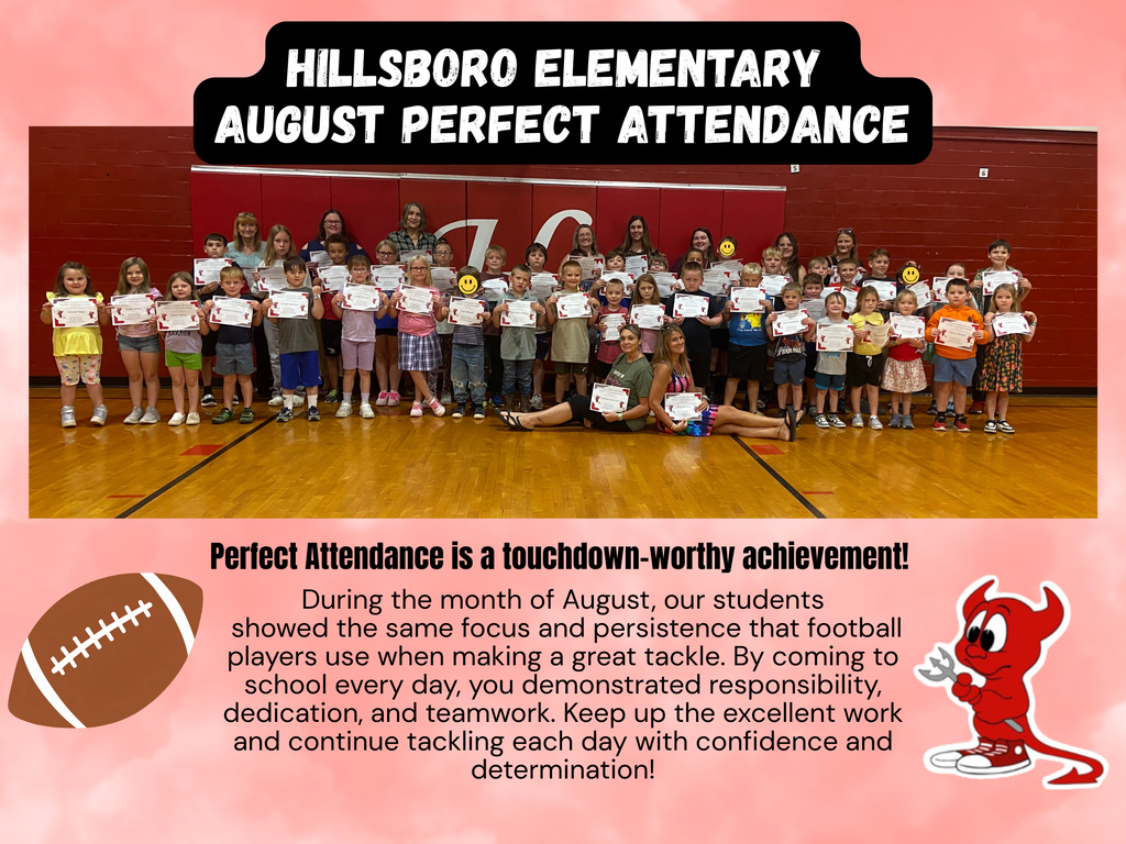 Students pictured for perfect attendance In August