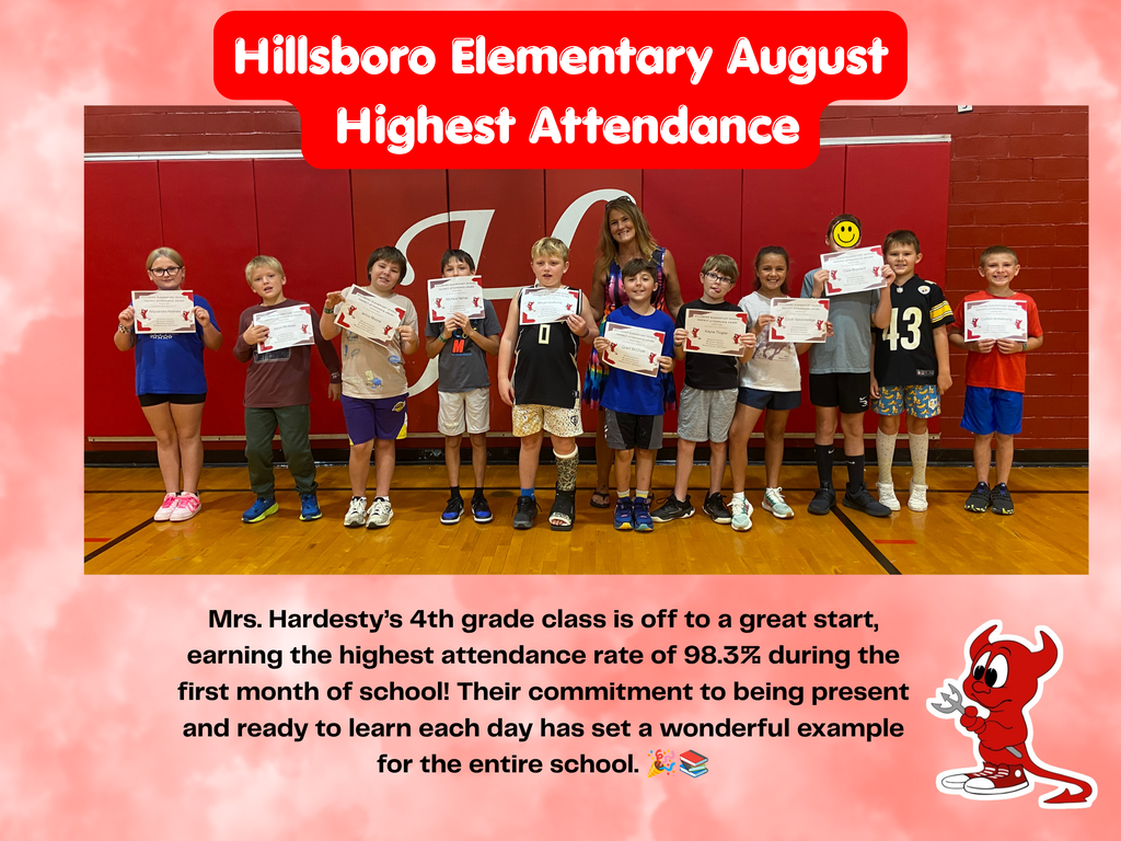 Mrs. Hardesty's 4th Grade Class Earned Highest Attendance Award