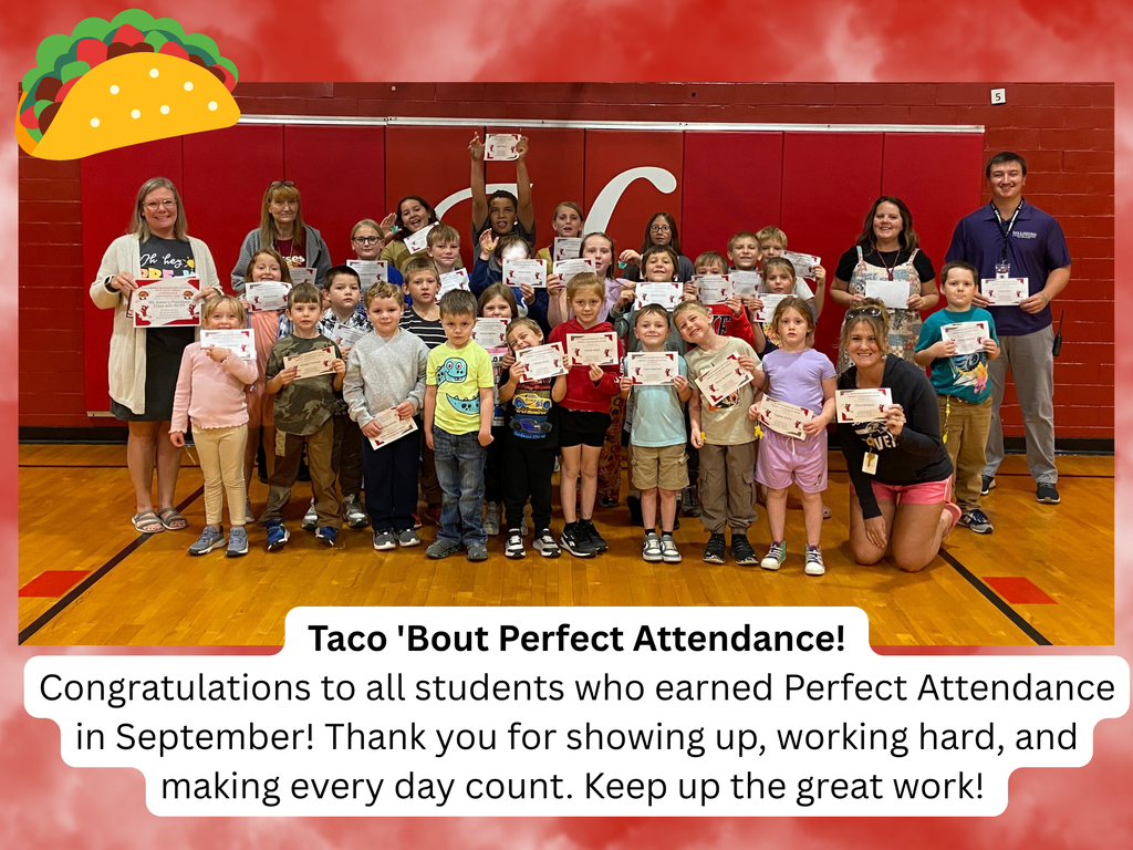 Students pictured for perfect attendance In September