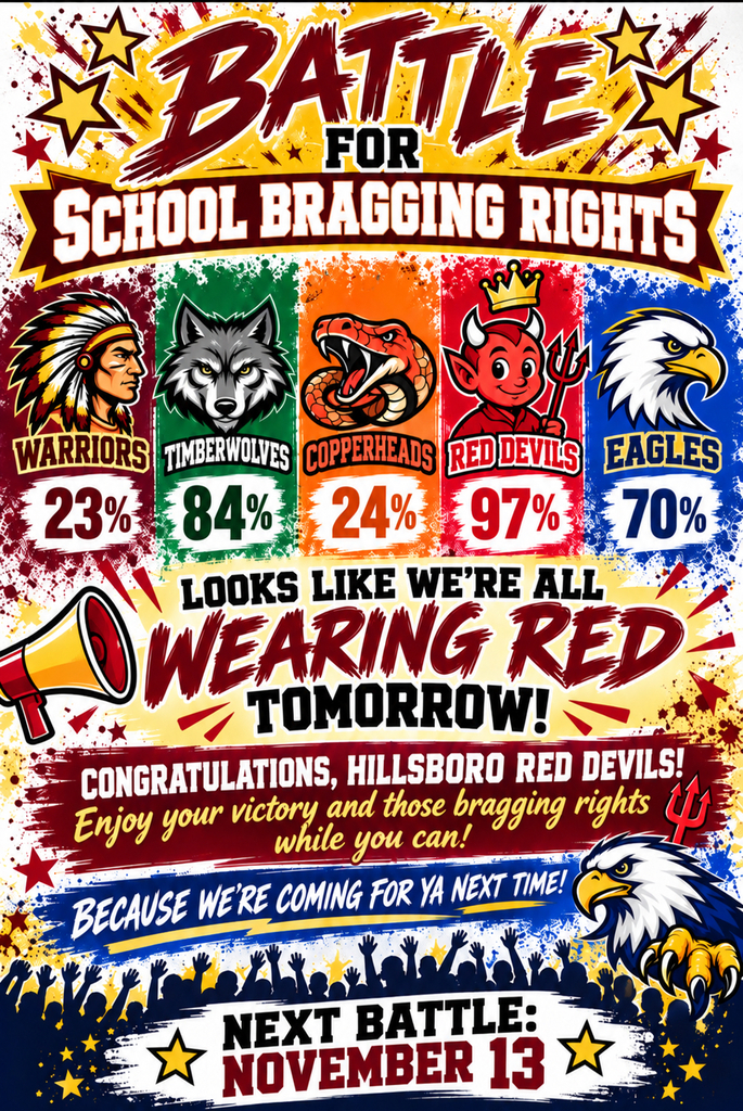 Battle of school bragging rights percentages.  