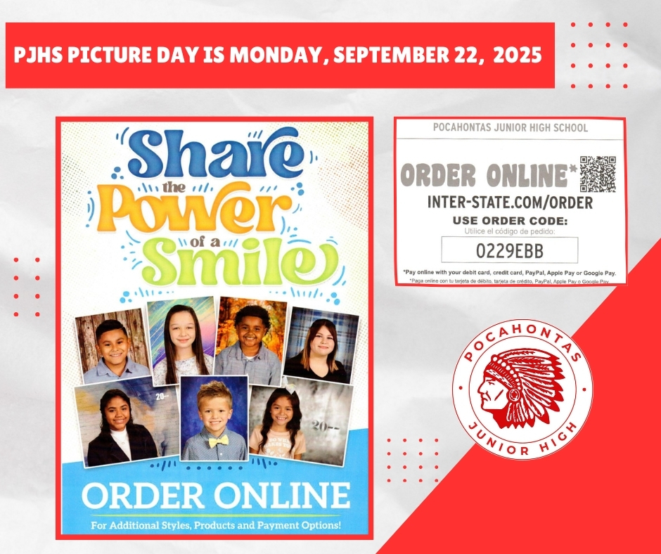 Picture Day is Monday, September 22, 2025 at PJHS