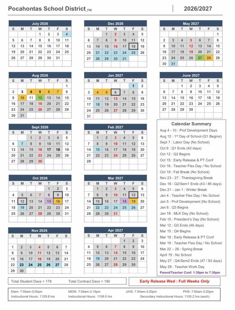 school calendar