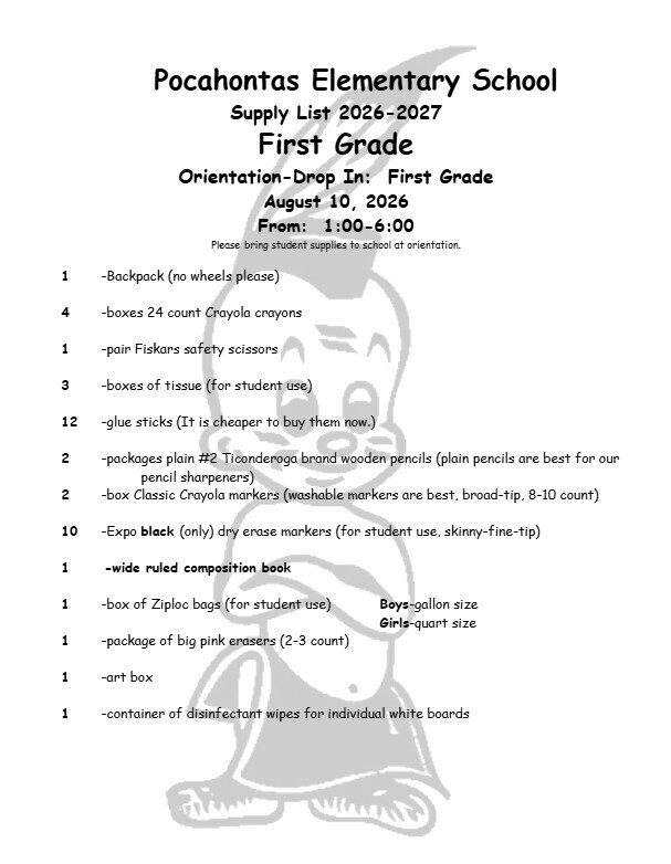 1st- Supply List