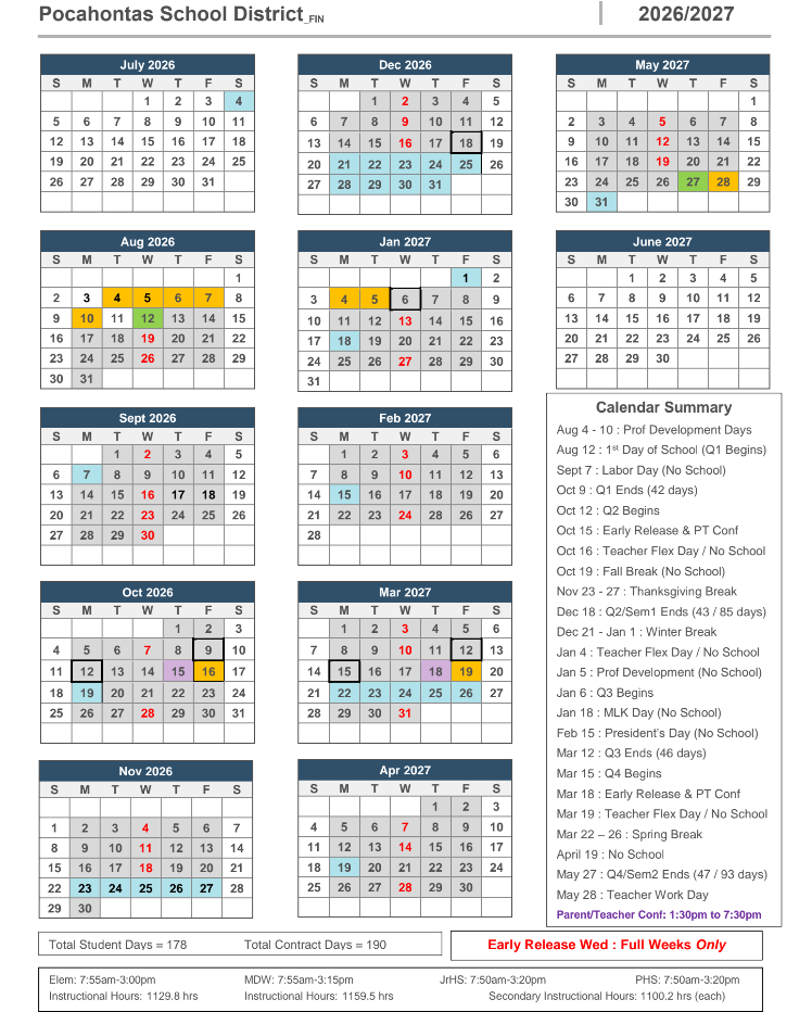 ERW calendar