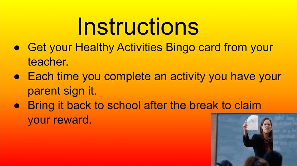 Healthy Activities Bingo