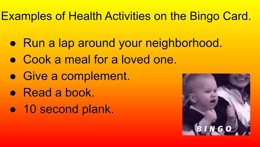 Healthy Activities Bingo