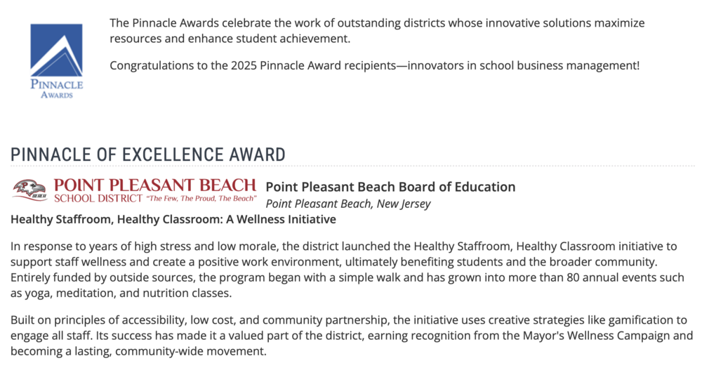 Screenshot of Award Announcement
