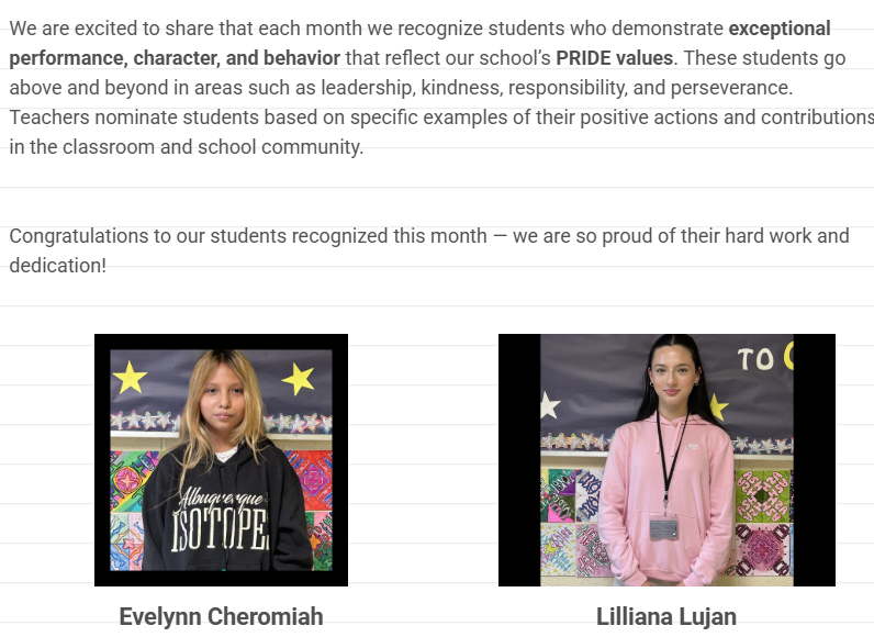 October Students of the Month