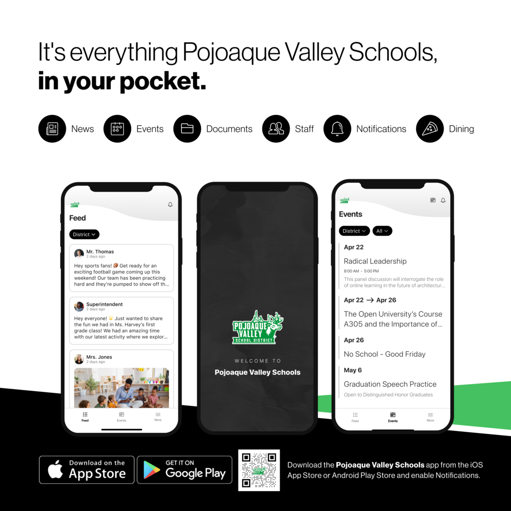 Pojoaque Valley Schools App Intro Graphic