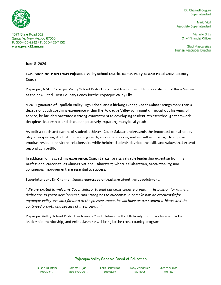 rudy salazar press release