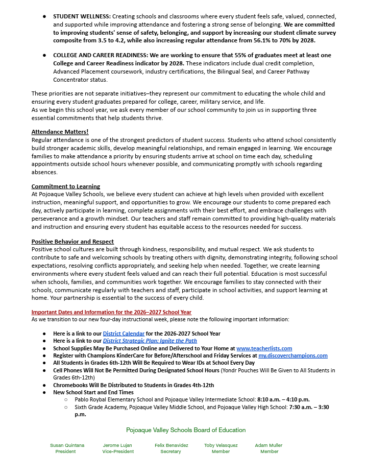 back to school letter