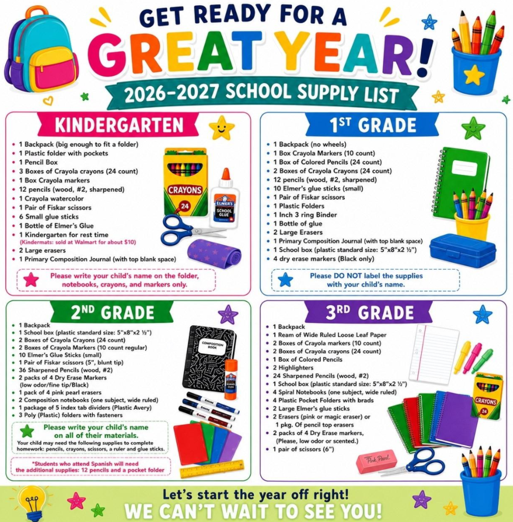 PRES K-3 Supply List