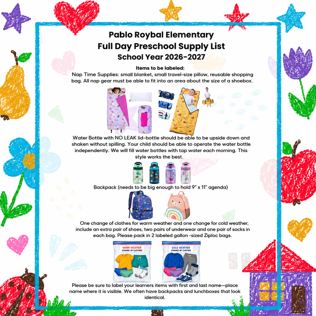 PreK Supply List
