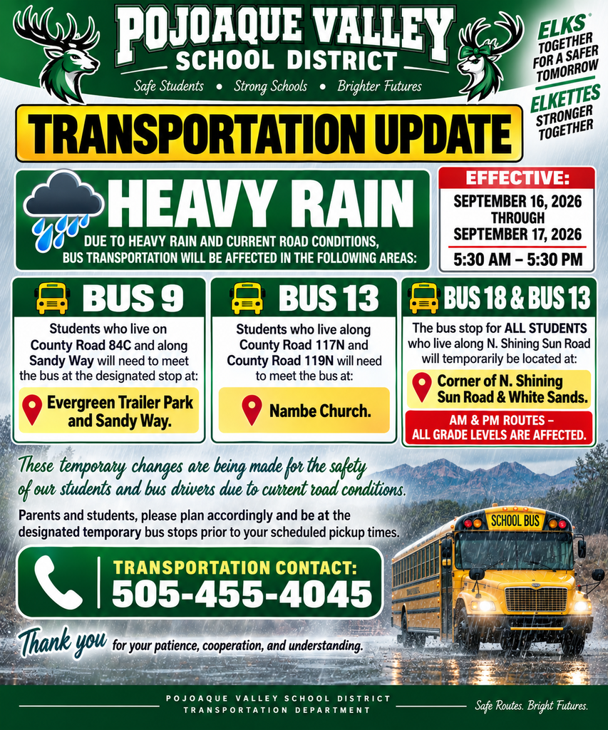 Transportation Update: 9/16/2026 10:25am