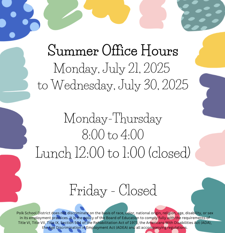 Our Summer Office Hours - Monday July, 21, 2025 to Wednesday, July 30, 2025 (Monday to Thursday 8 to 4) Closed for lunch each day from 12 to 1. Closed on Fridays