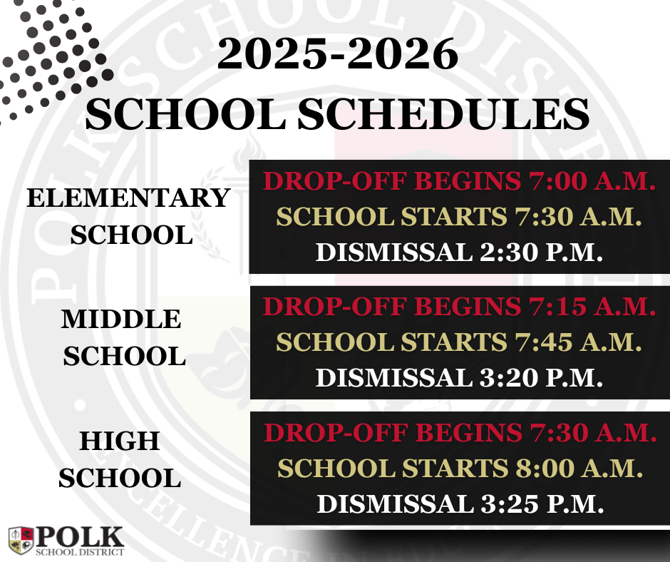 2025-2026 SCHOOL SCHEDULES