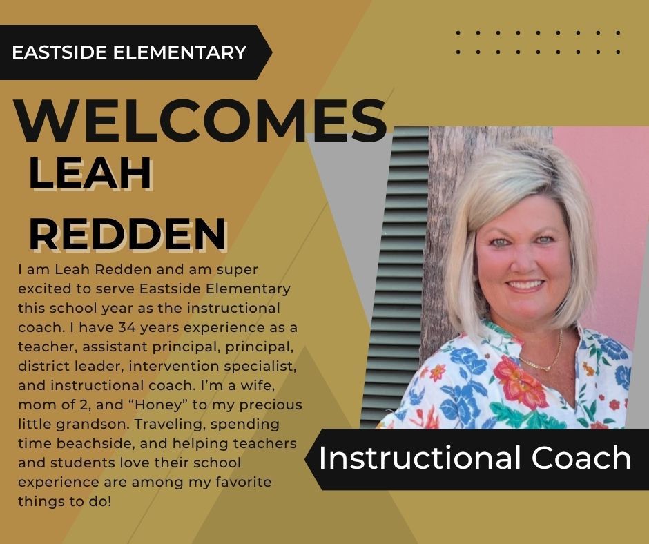 Welcome message for Leah Redden as instructional coach.