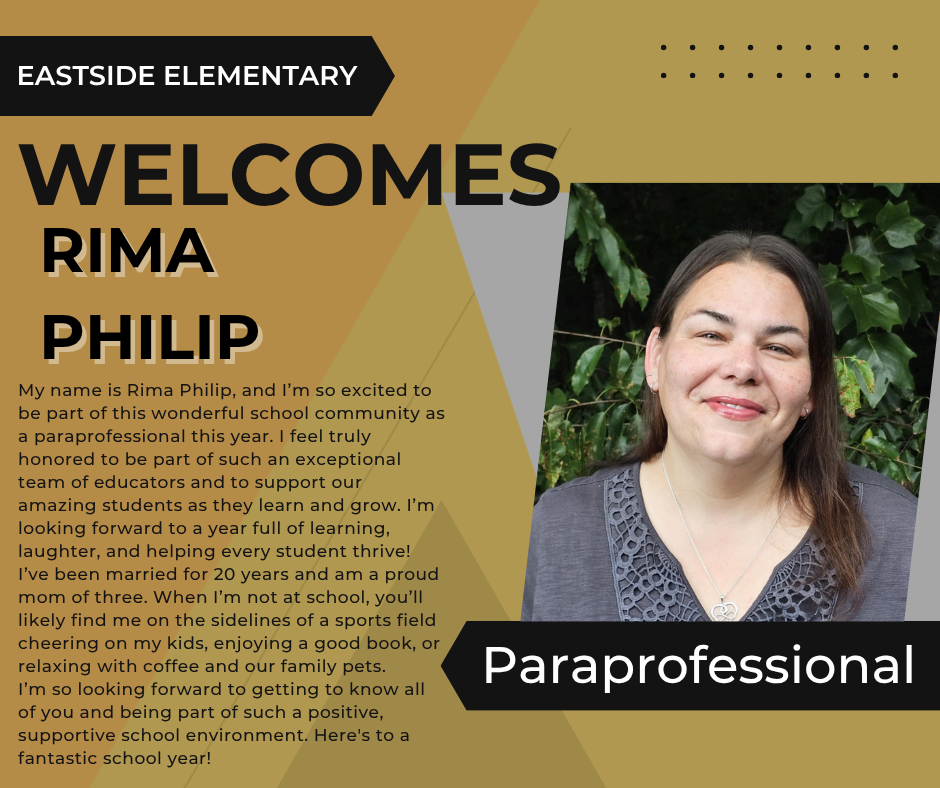 Eastside welcomes Rima Philip, paraprofessional