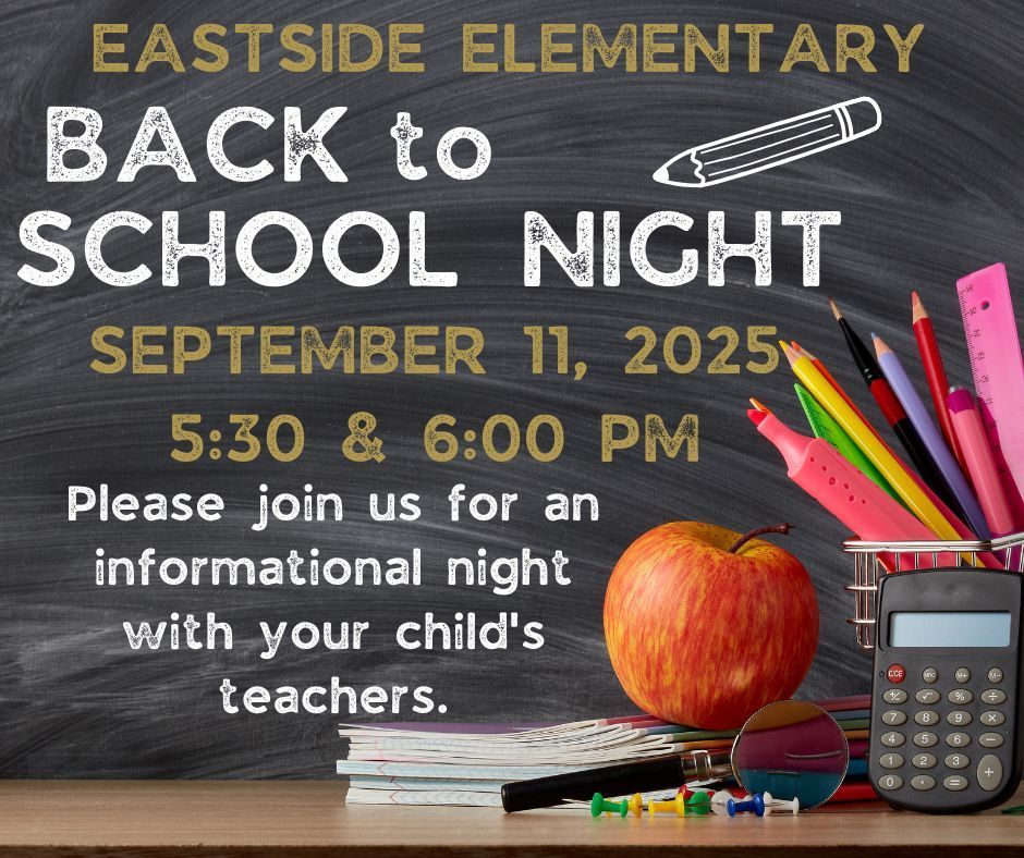 Back to school night September 11 at 5:30 and 6:00pm