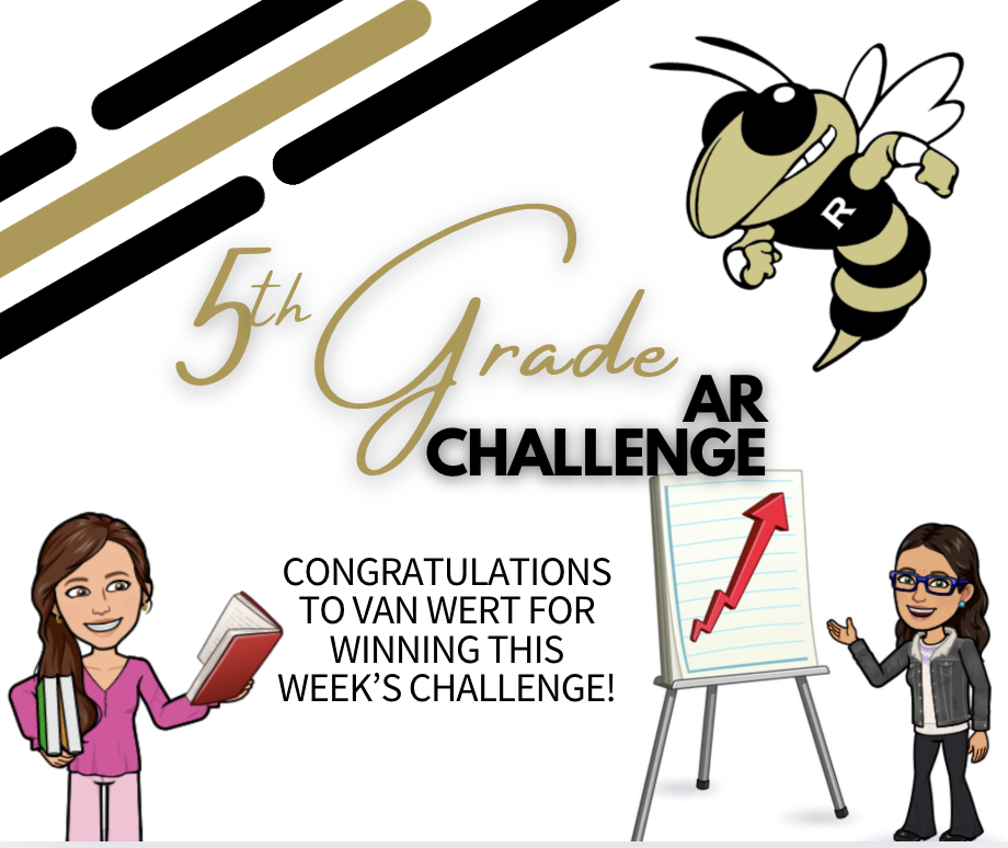 Congratulations to our 5th-grade students! They won the G.O.A.T. trophy last week against Eastside Elementary. We earned 569 AR points, and our median reading level was between 4.3 and 8.6. This week is 4th grade's turn! Let's go, 4th-grade students! #GOAT #ARchallenge