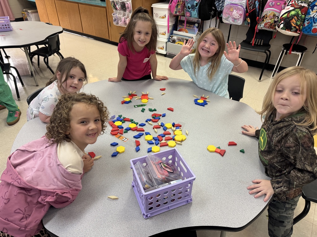 Mrs. Haynes class working with shapes. 