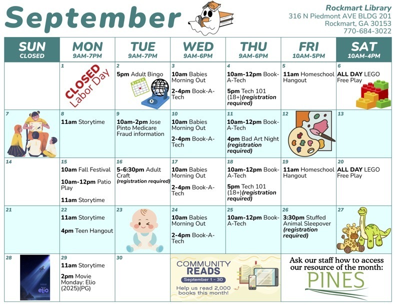 This the September Rockmart Library Calendar Flyer - The link will take you to a readable PDF https://5il.co/3orf1 