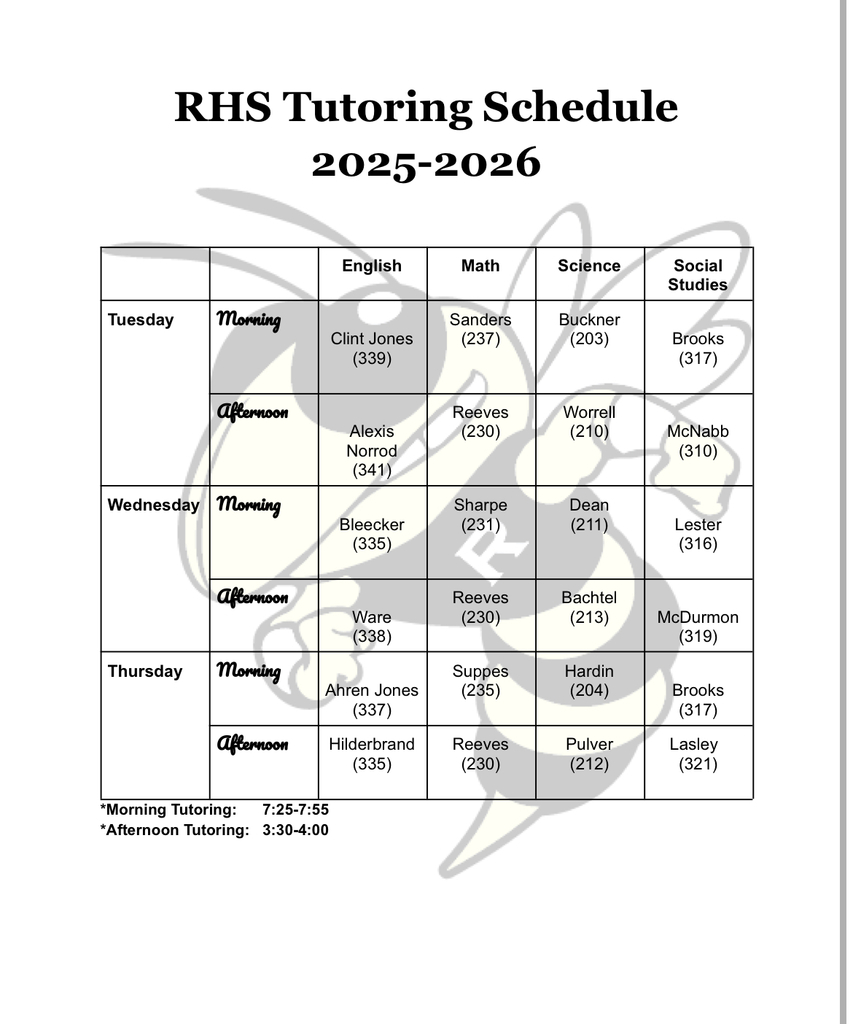 Tutoring Schedule