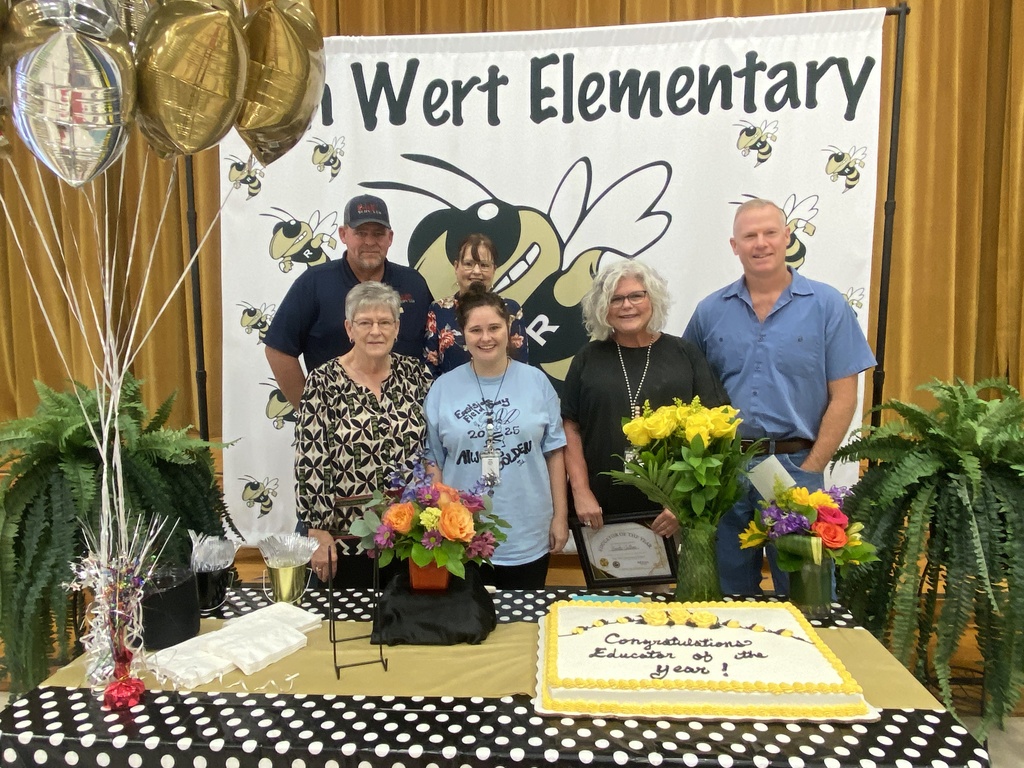 Congratulations to Ms. Sandie Guthrie our 2025-26 VWES Teacher of the Year!  Mrs. Guthrie pictured with her family
