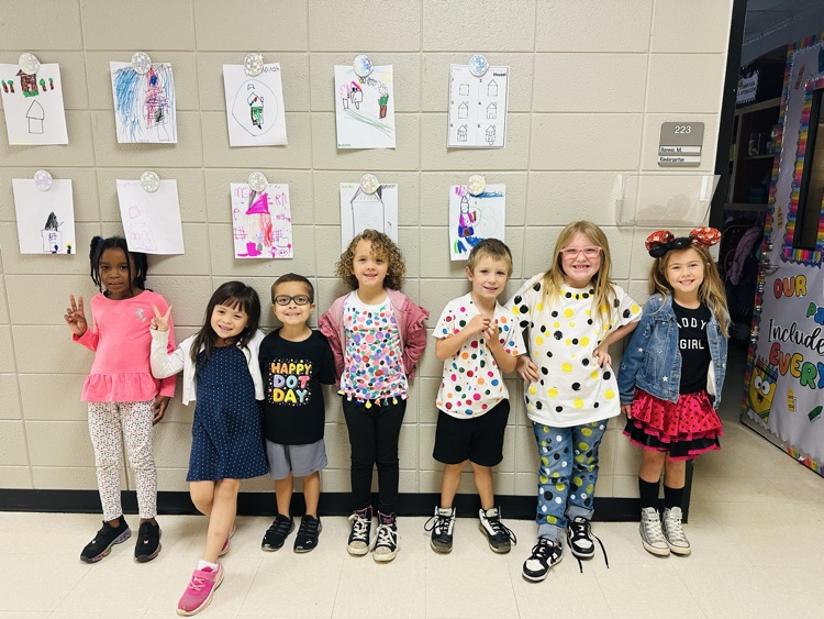 kids wearing dots for dot day 