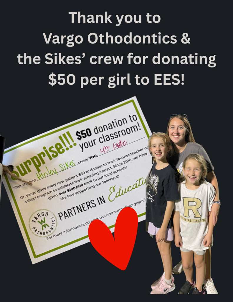Thank you Vargo Orthodontics for the donation to our school!