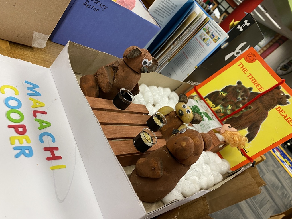 A potato book character picture of a display. - The Three Bears